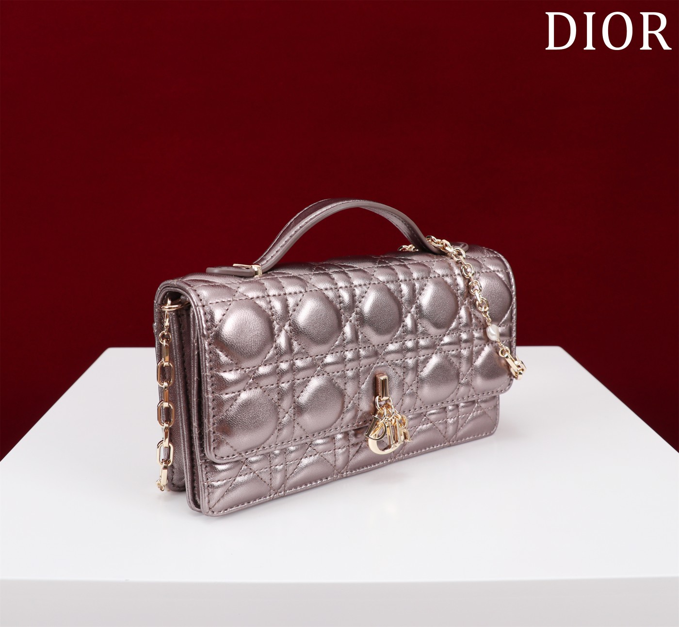 My Dior Mini Bag Silver Cannage Lambskin